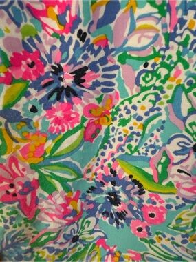 Lilly Pulitzer Vibrant Floral pants 14- Pink Blue Green Yellow stretchy so cute